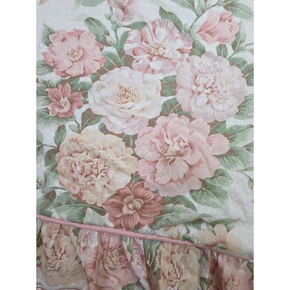 Vintage 80 90s Cottagecore‎ Grandmillennial Floral Pillow Shams Ruffle Quilted